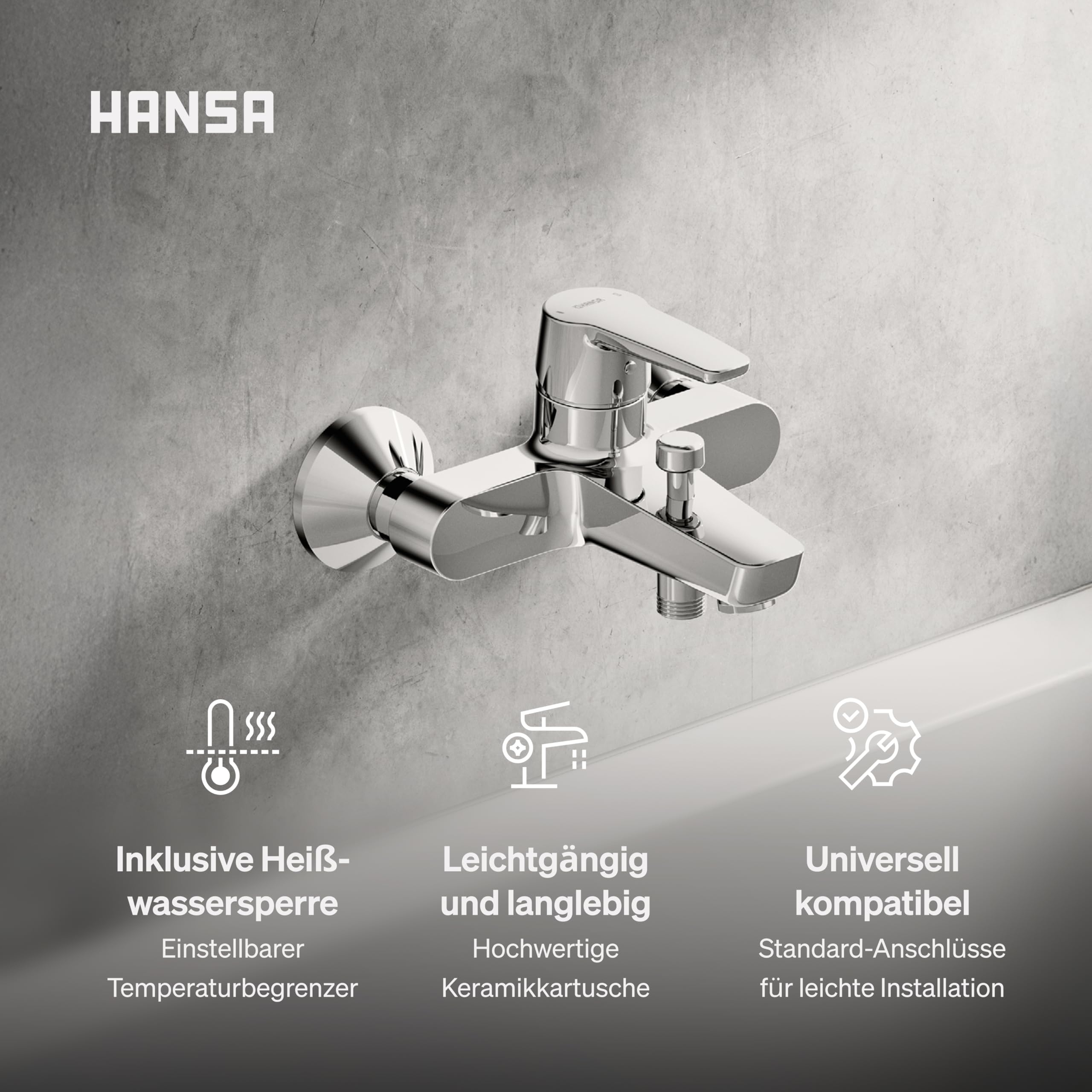 hansa-polo-badewannenarmatur-einhebelmischer-wandmontage-mit-zugumsteller-chrom image 3