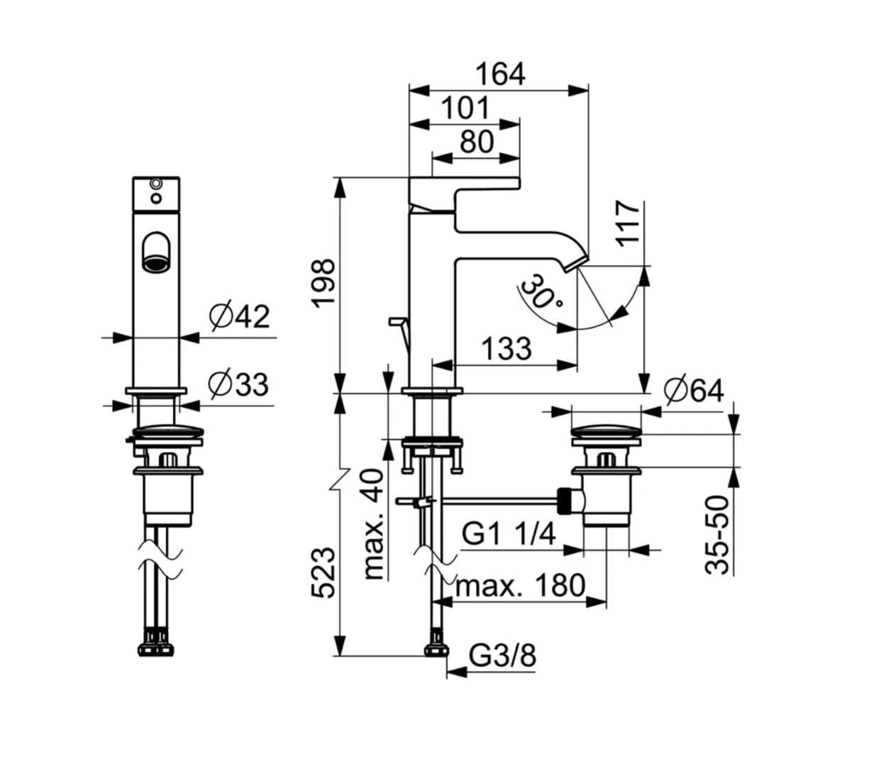 hansa-hansavantis-style-waschtischbatterie-mit-ablaufgarnitur-pinhebel-chrom-545 image 2