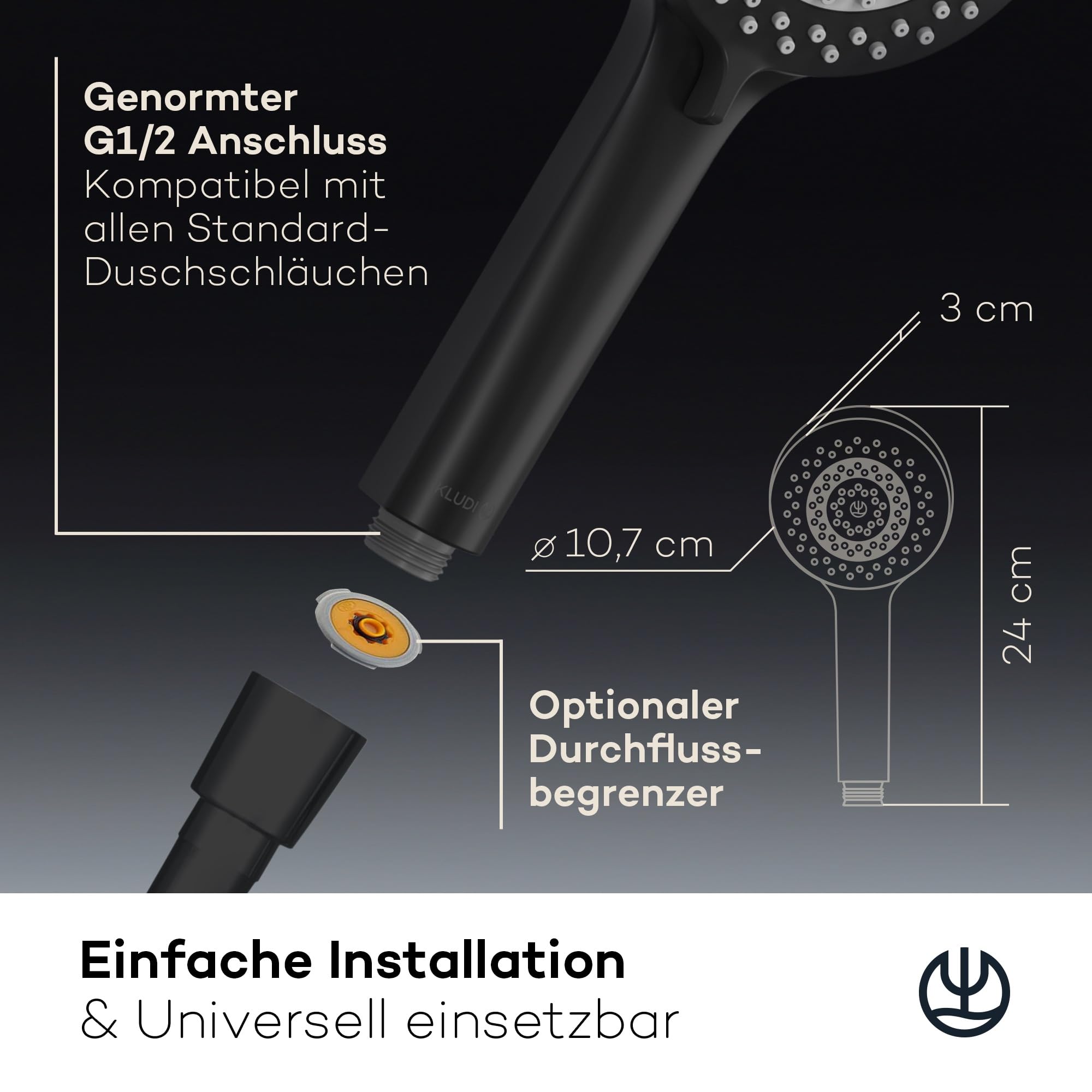 kludi-x1-universal-handbrause-10-7-cm-3-strahlarten-schwarz-matt image 5