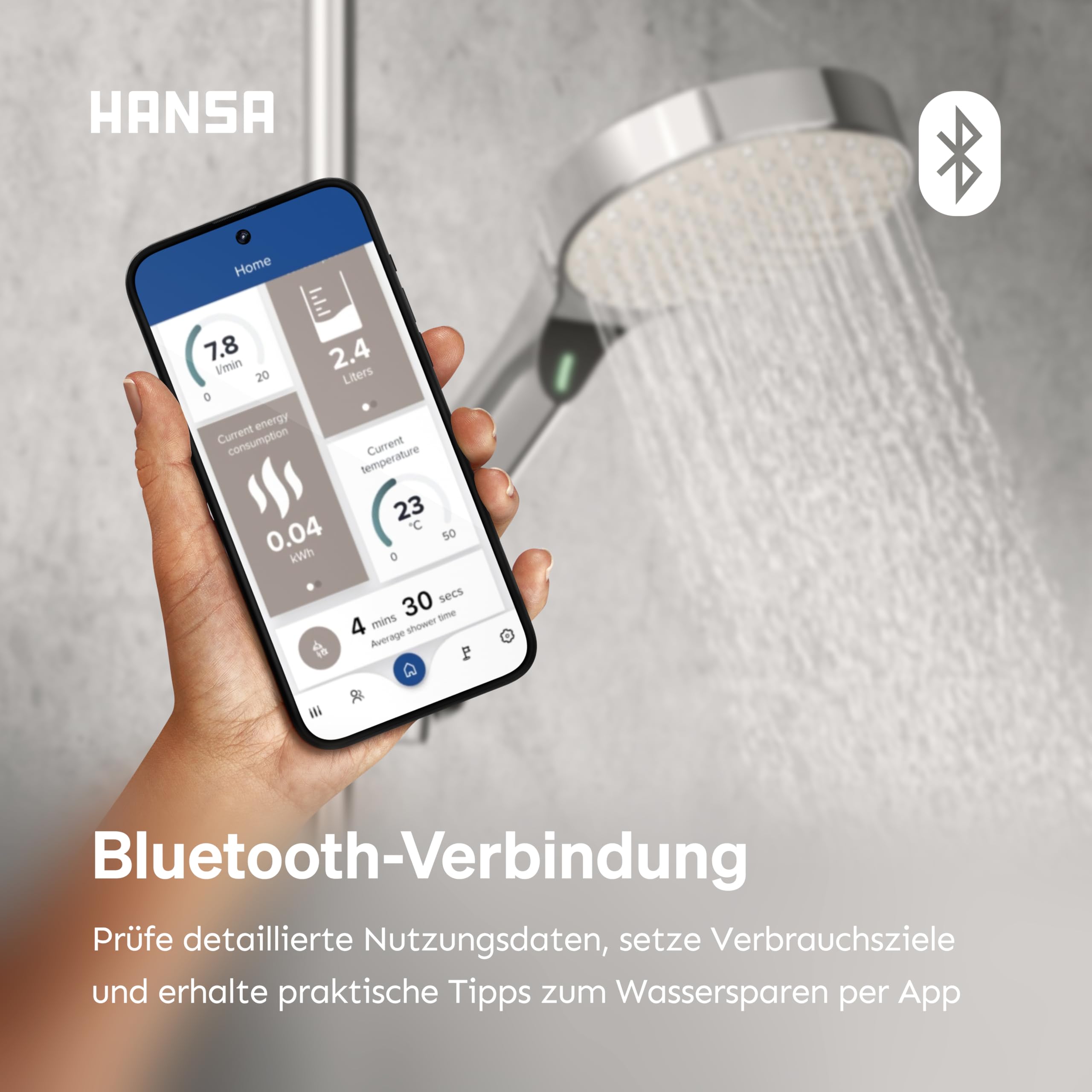 hansa-activejet-digital-duschkopf-120-mm-bluetooth-led-anzeige-wassersparend-chr image 6