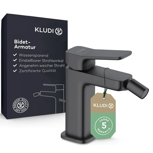 kludi-x3-einhebel-bidetarmatur-mit-zugstangen-ablaufgarnitur-100-mm-schwarz-matt image 1
