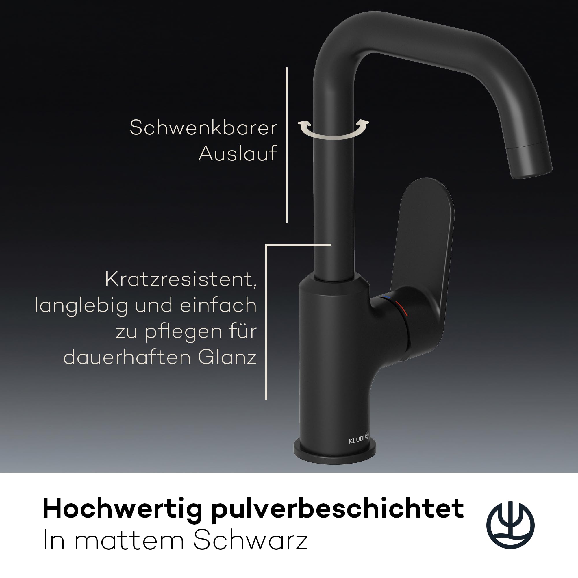 kludi-x1-waschtischarmatur-schwarz-matt-360-schwenkbar-auslaufh-he-205-mm image 4