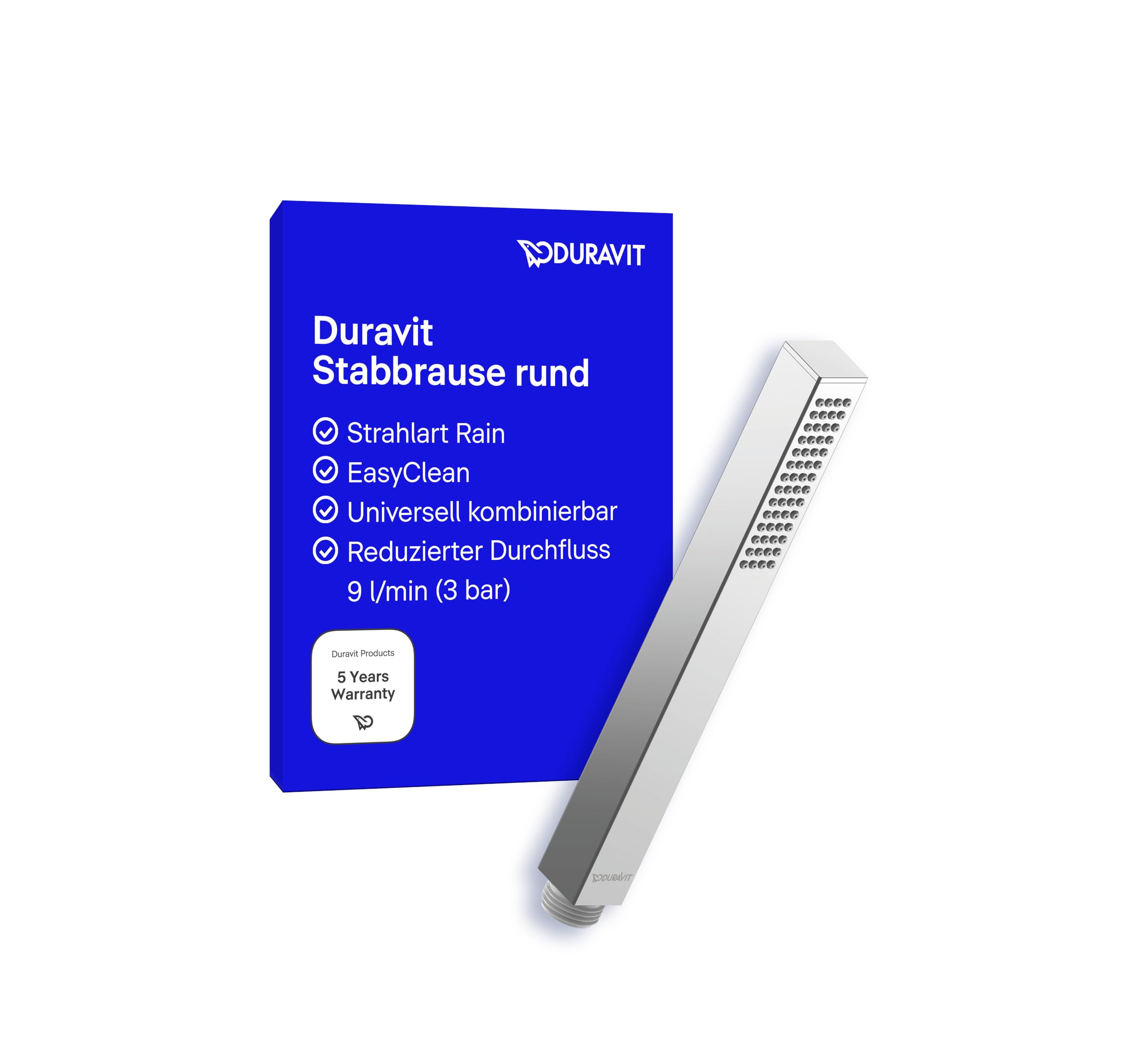 duravit-stabbrause-duschkopf-eckig-strahlart-rain-chrom image 1