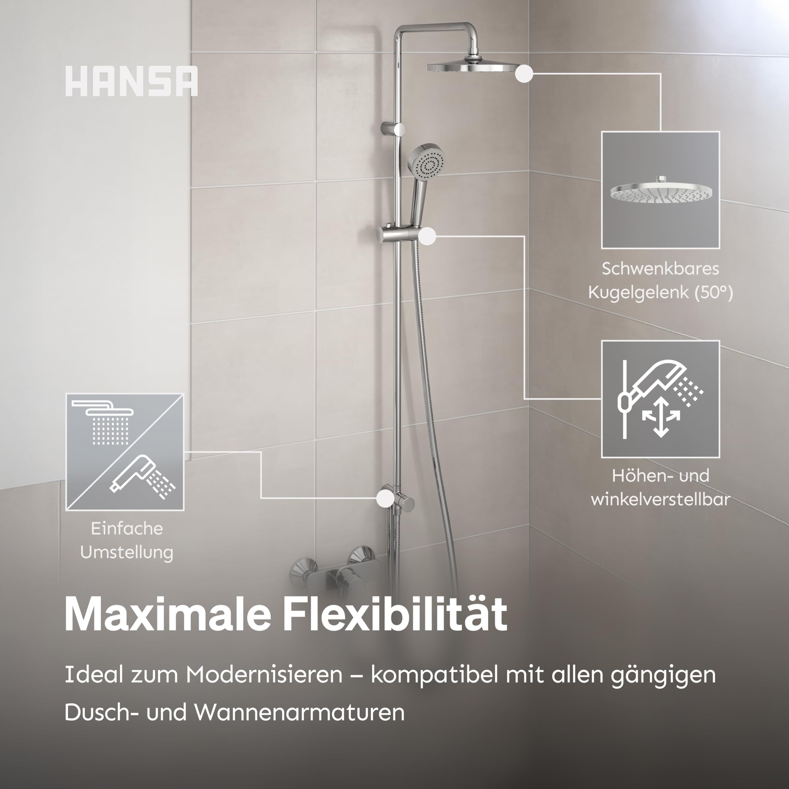 hansa-basic-duschsystem-komplettset-mit-regendusche-und-handbrause-chrom image 3