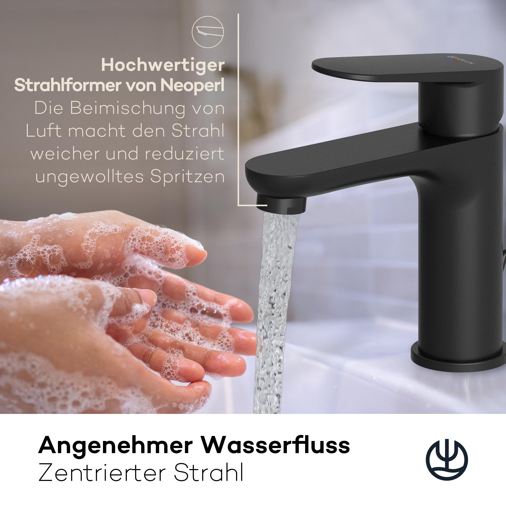 kludi-x1-waschtischarmatur-gr-e-m-schwarz-matt-95-mm-auslaufh-he-mit-ablauf image 3