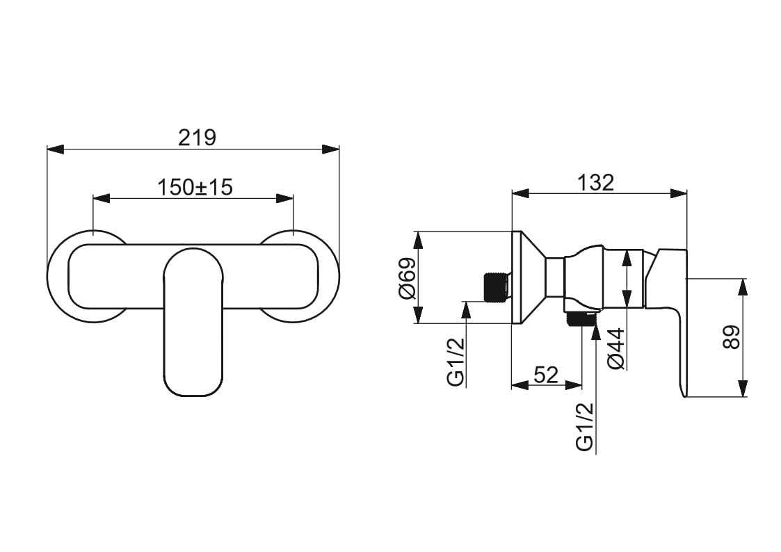 hansa-hansabasic-duscharmatur-55450103-wandmontage-dn15-chrom image 4