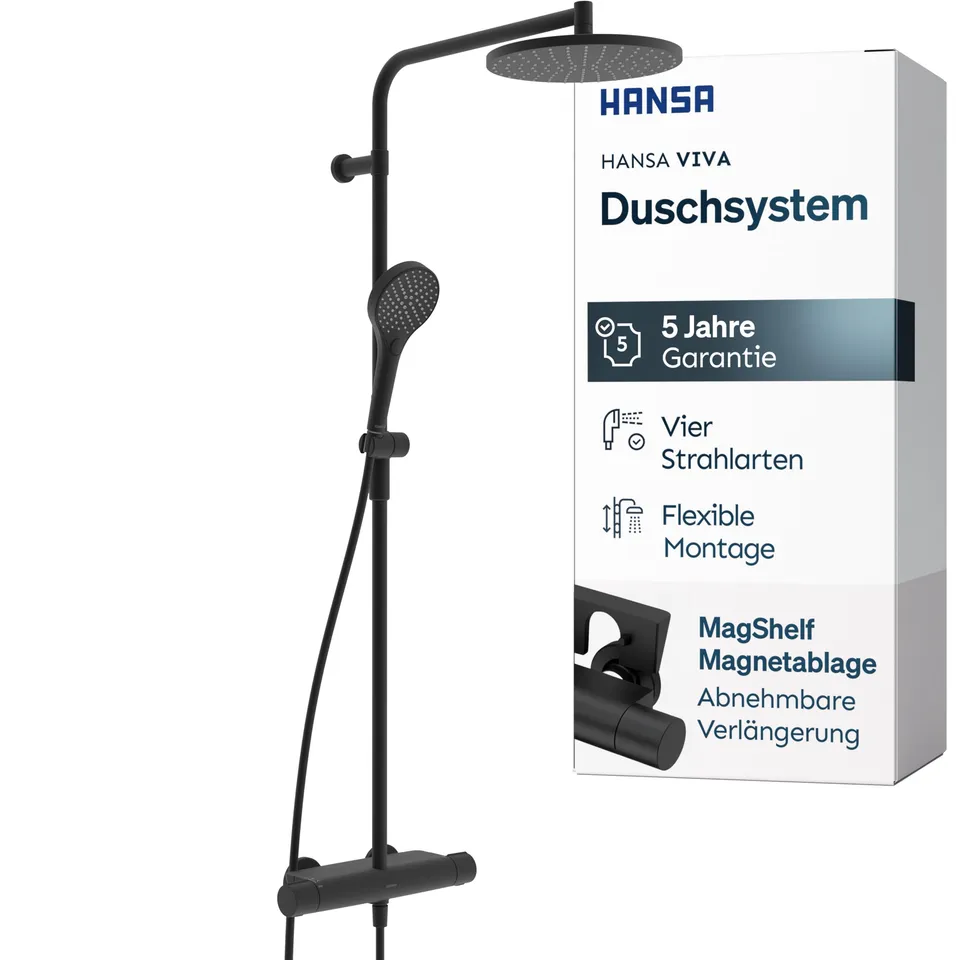 hansa-viva-duschsystem-thermostat-komplettset-schwarz-mit-regendusche-und-magshe image 1