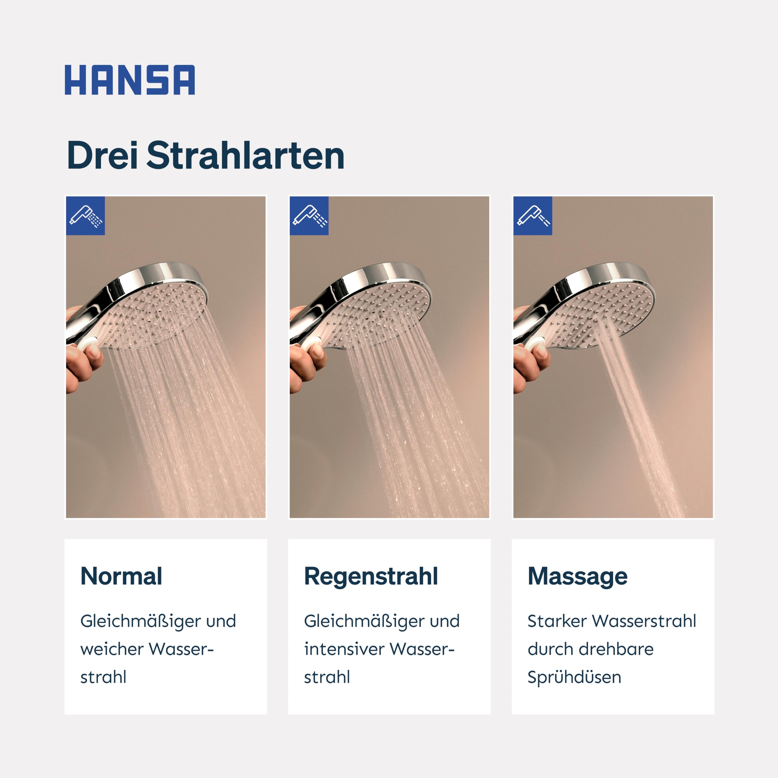 hansa-viva-handbrause-110-mm-3-strahlarten-mit-anti-kalk-chrom image 6