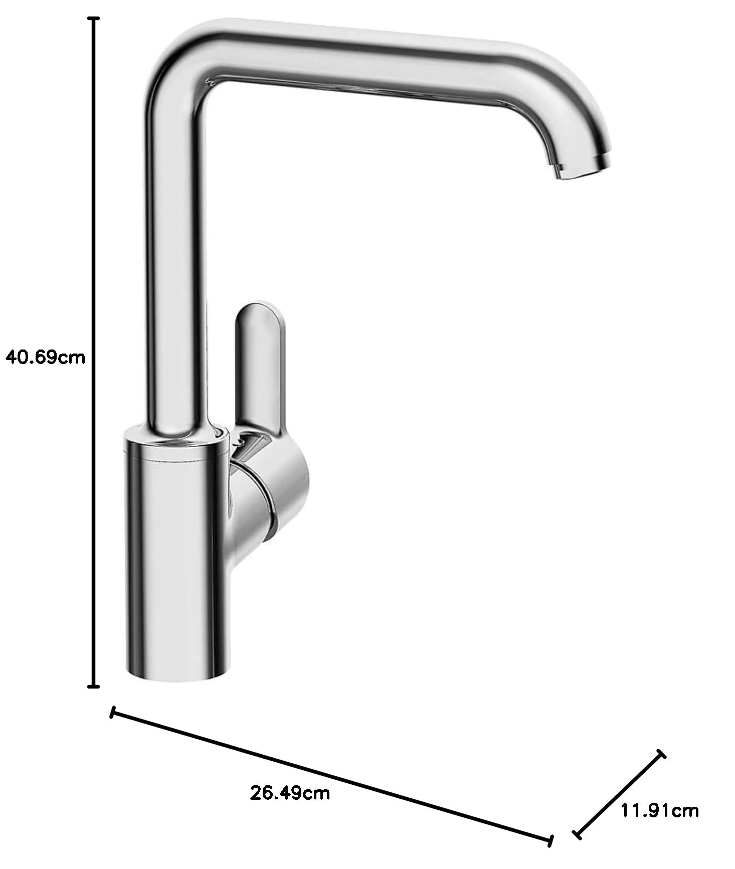hansa-primo-k-chenarmatur-hoher-schwenkbarer-auslauf-seitlicher-hebel-chrom image 3