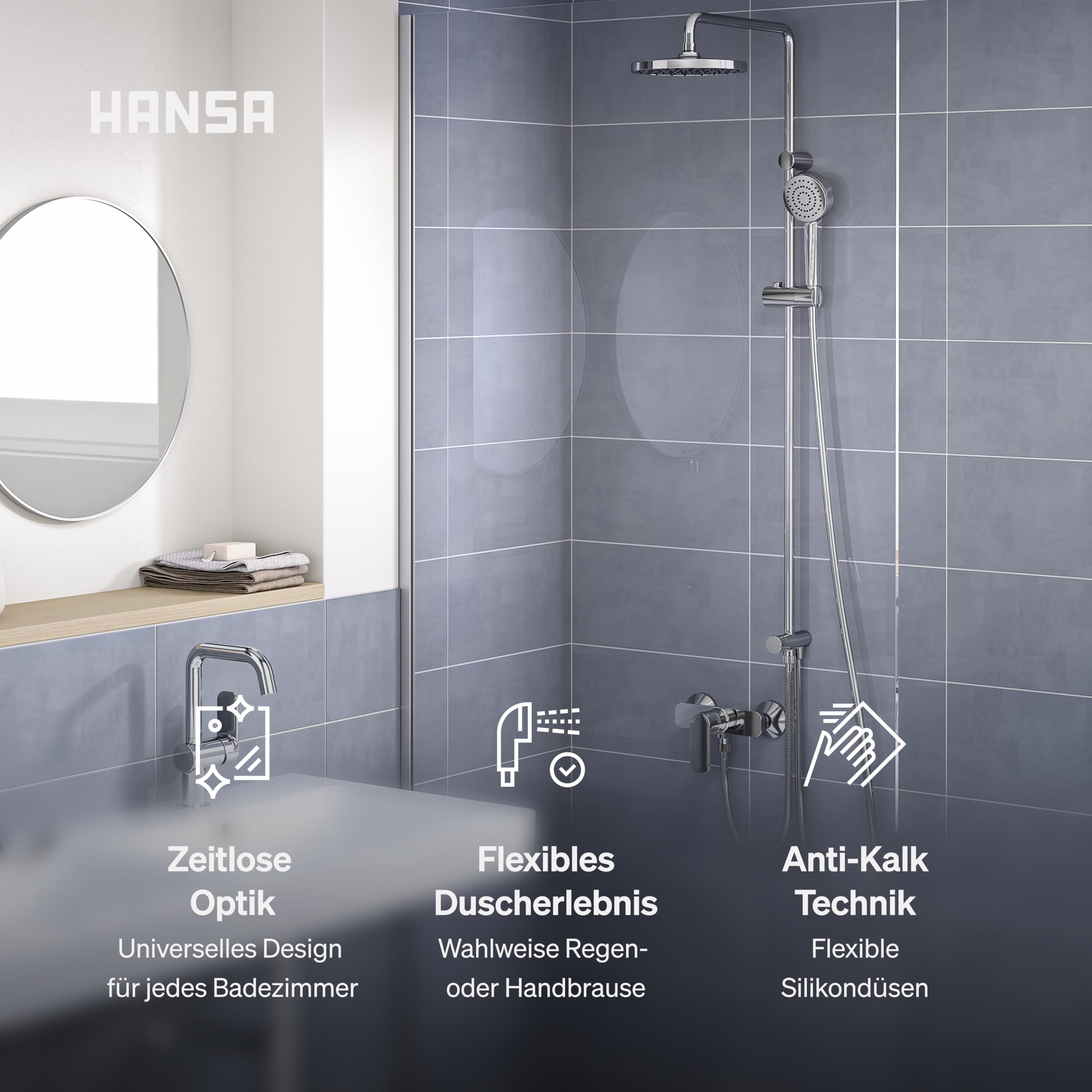 hansa-basic-duschsystem-komplettset-mit-regendusche-und-handbrause-chrom image 2