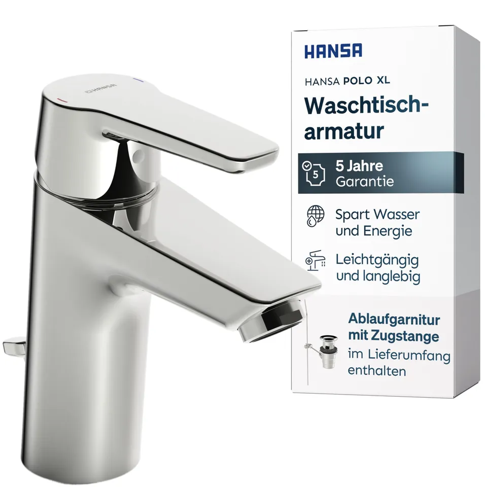 hansa-polo-xl-waschtischarmatur-einhebelmischer-mit-ablaufgarnitur-chrom image 1