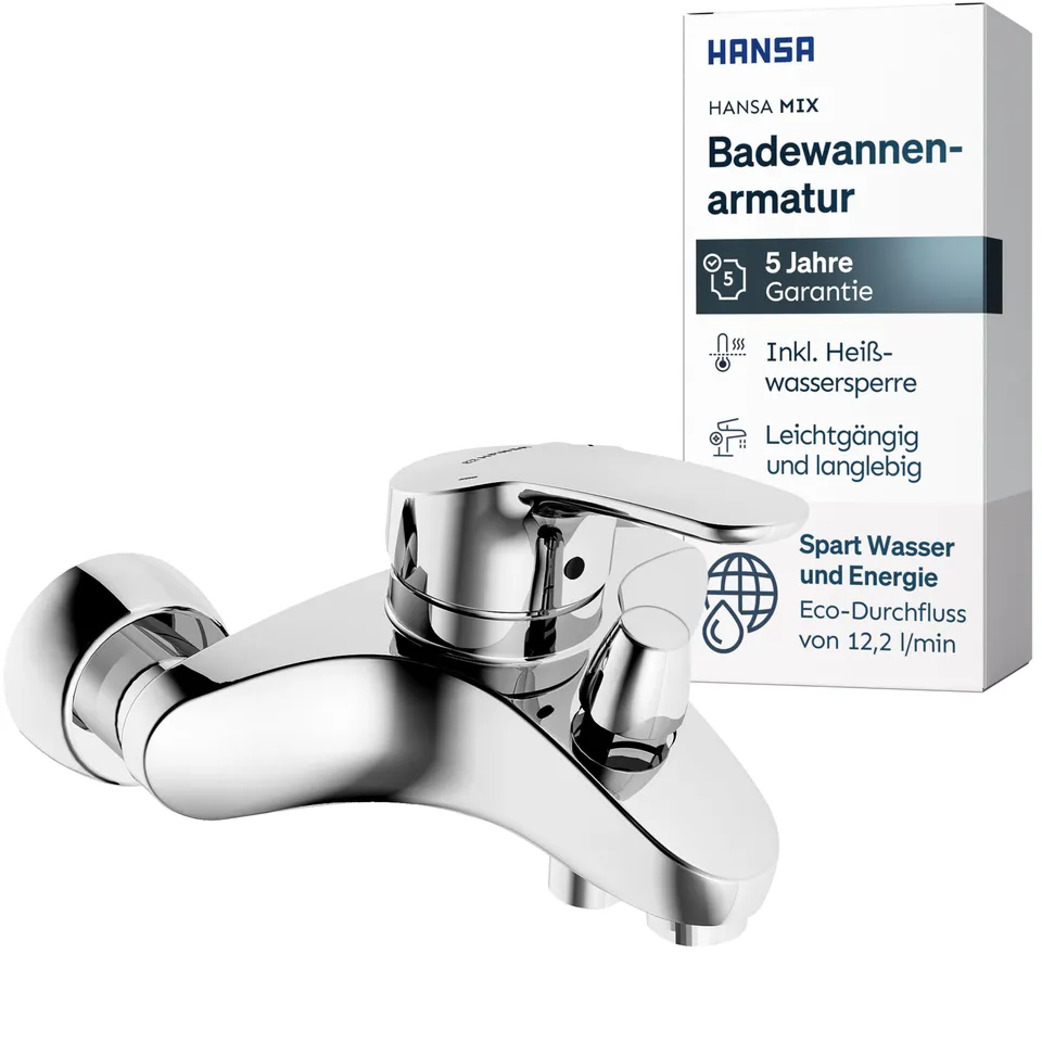 hansa-mix-badewannenarmatur-einhebelmischer-mit-zugumsteller-chrom image 1