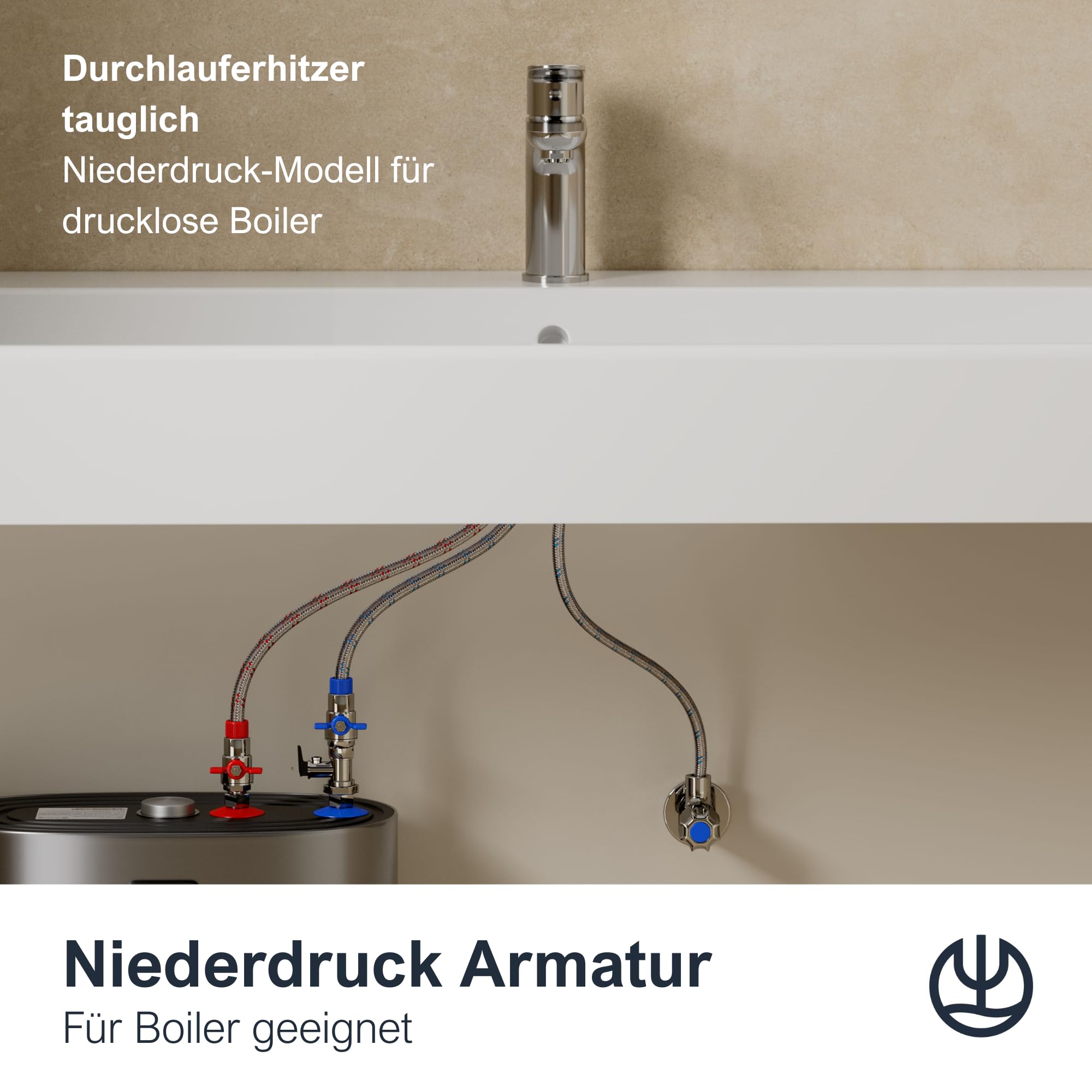 kludi-x1-niederdruck-waschtischarmatur-gr-e-m-95-mm-chrom-mit-ablaufgarnitur image 2