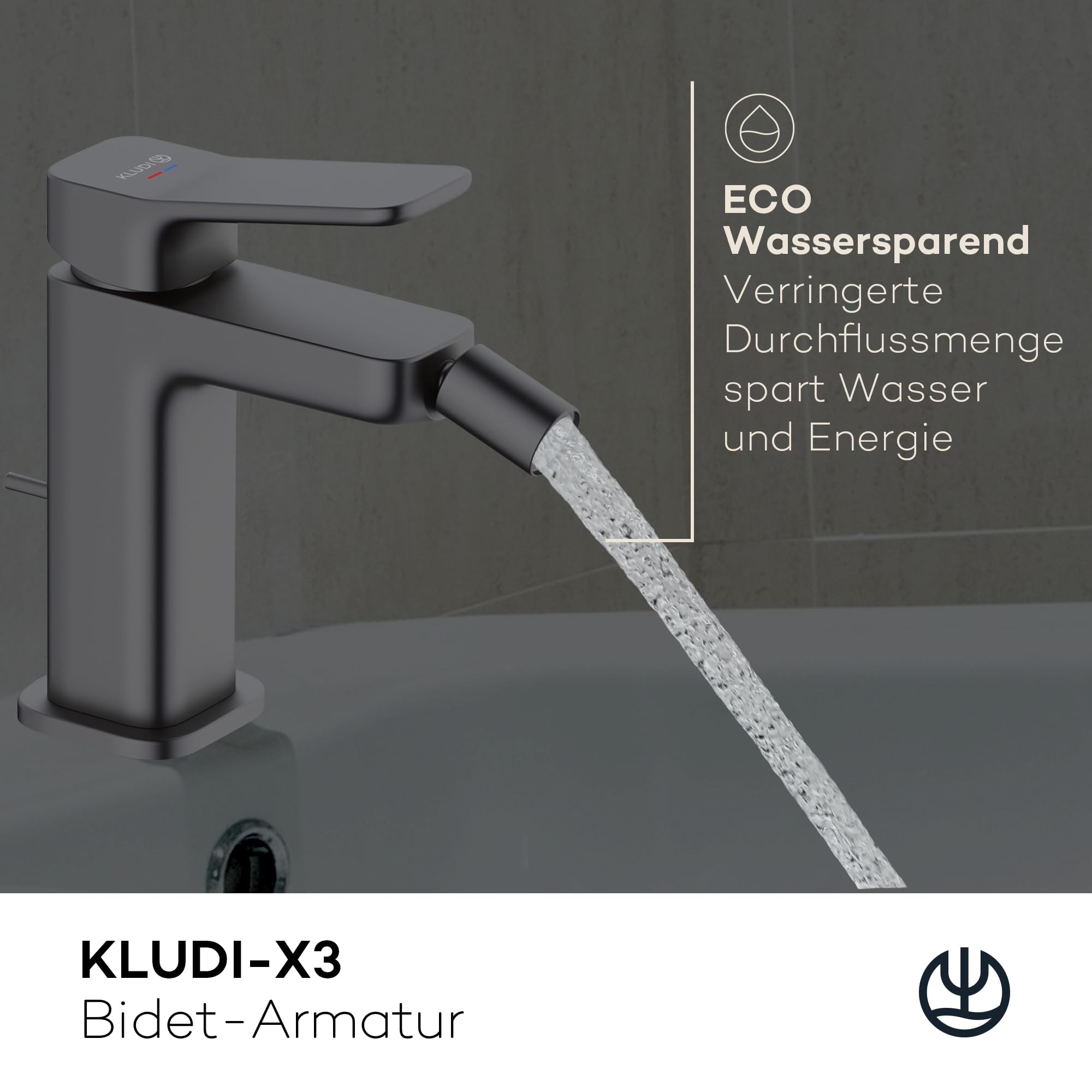 kludi-x3-einhebel-bidetarmatur-mit-zugstangen-ablaufgarnitur-100-mm-schwarz-matt image 2
