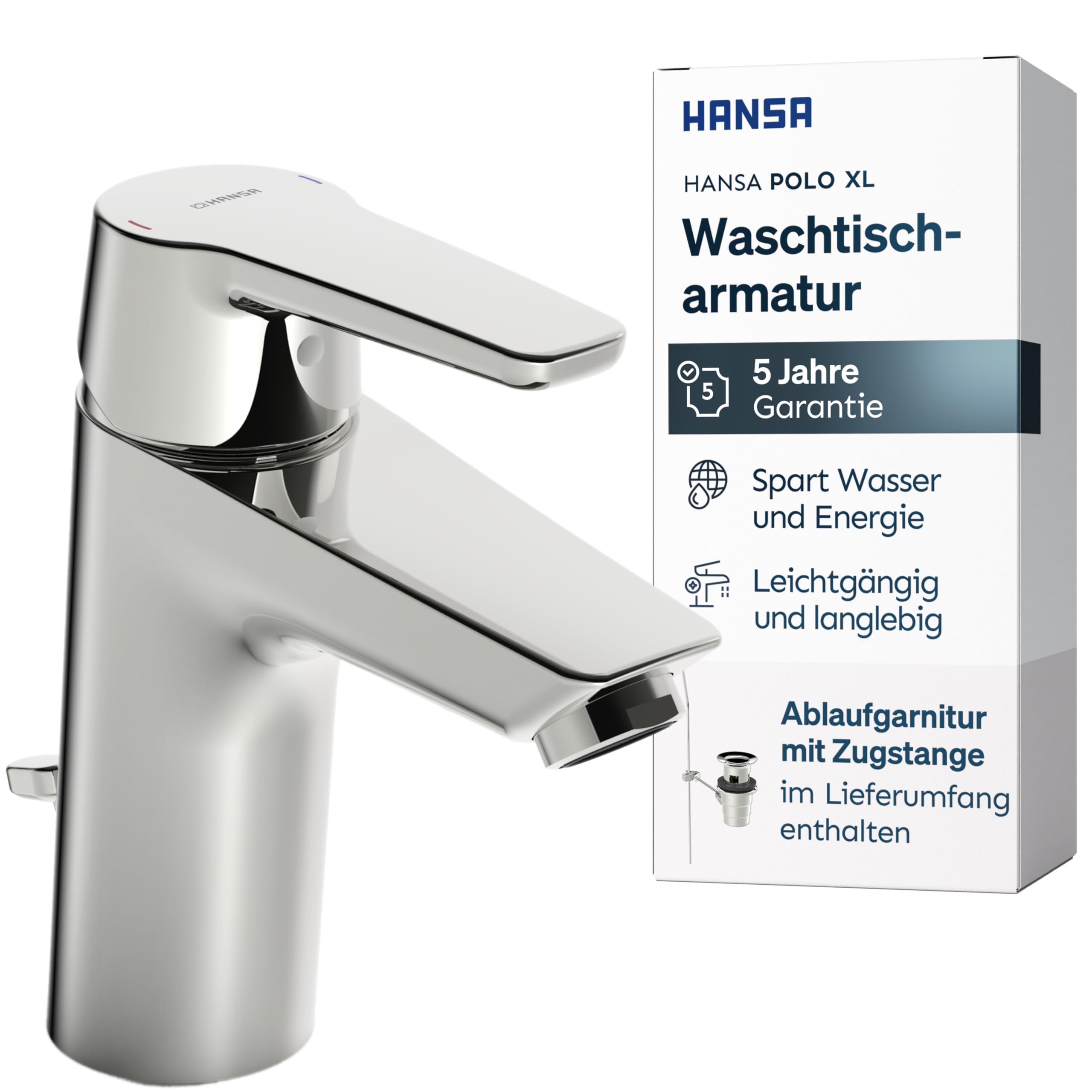hansa-polo-xl-waschtischarmatur-einhebelmischer-mit-ablaufgarnitur-chrom image 1