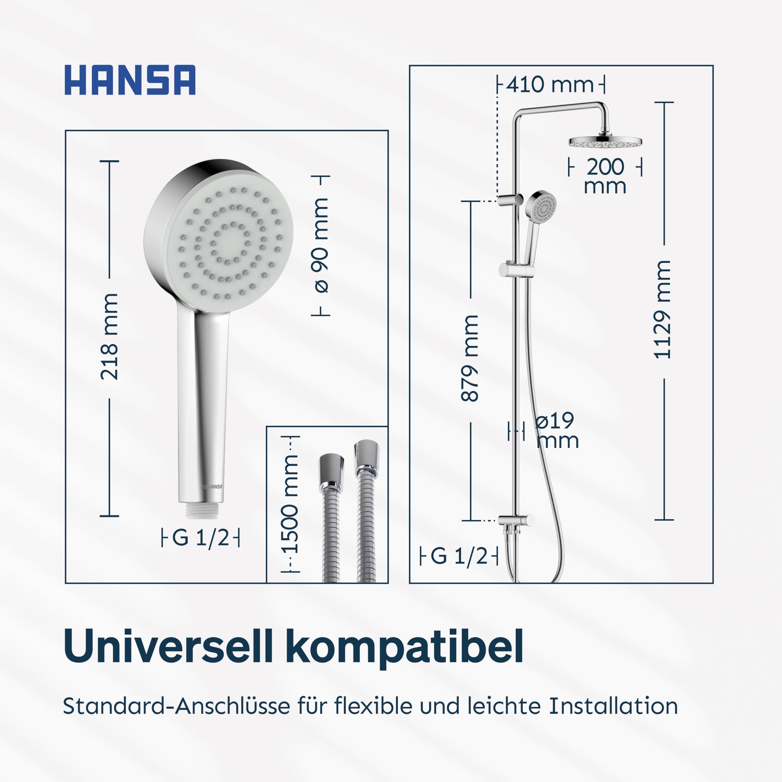 hansa-basic-duschsystem-komplettset-mit-regendusche-und-handbrause-chrom image 5