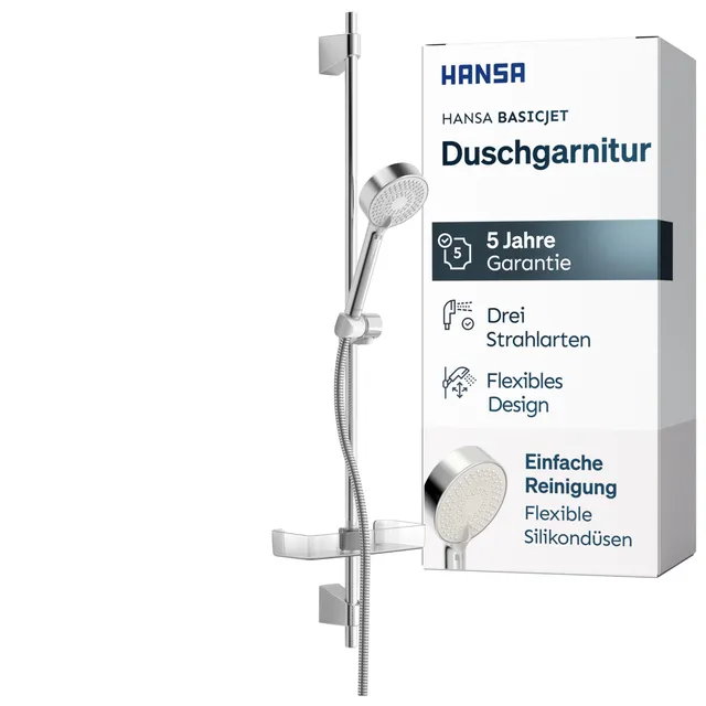 hansa-basicjet-duschgarnitur-chrom-duschset-mit-3-strahl-handbrause-1750-mm-schl image 1