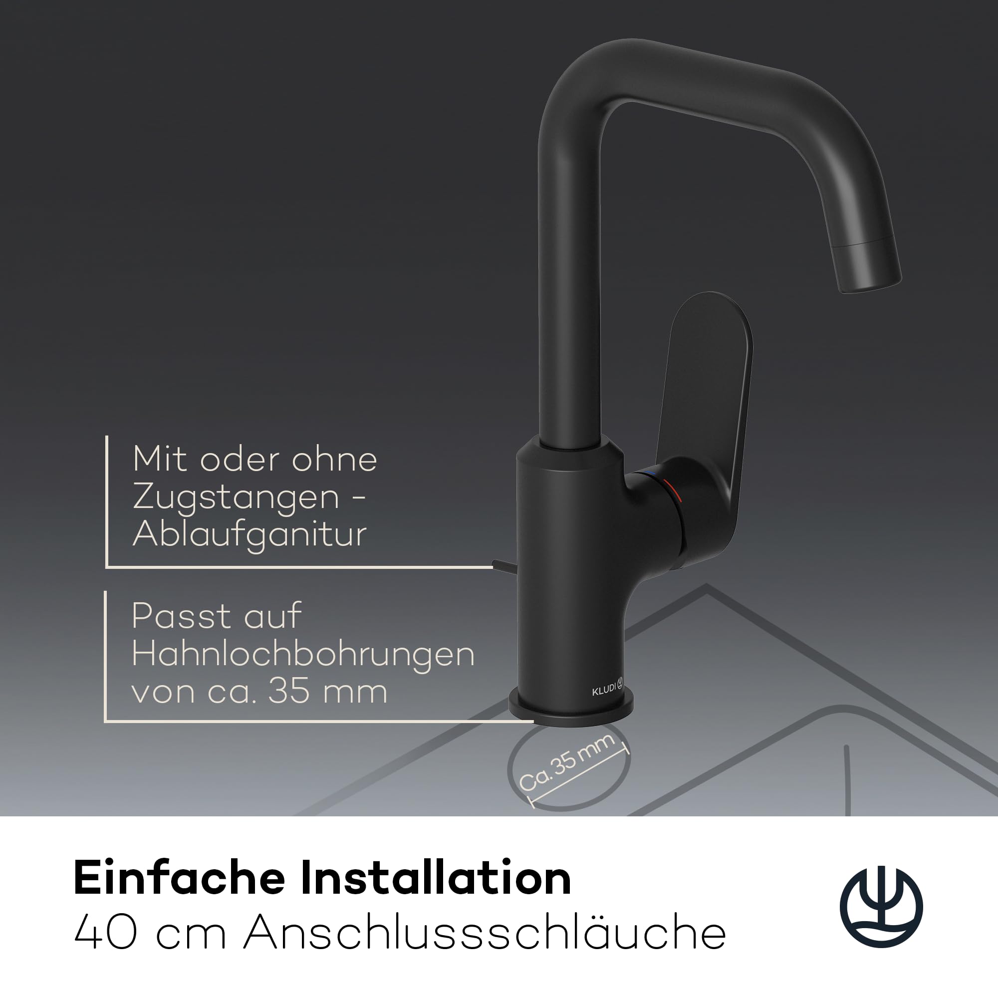 kludi-x1-waschtischarmatur-schwarz-matt-360-schwenkbar-auslaufh-he-205-mm image 5