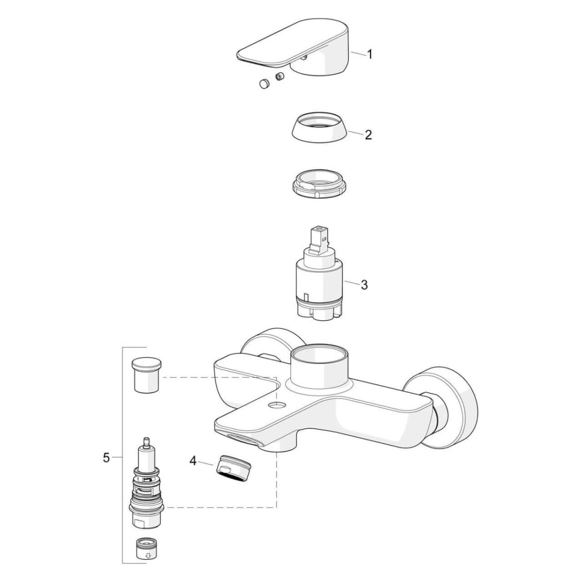 hansa-basic-badewannenarmatur-einhebelmischer-2-wege-wandmontage-chrom image 6