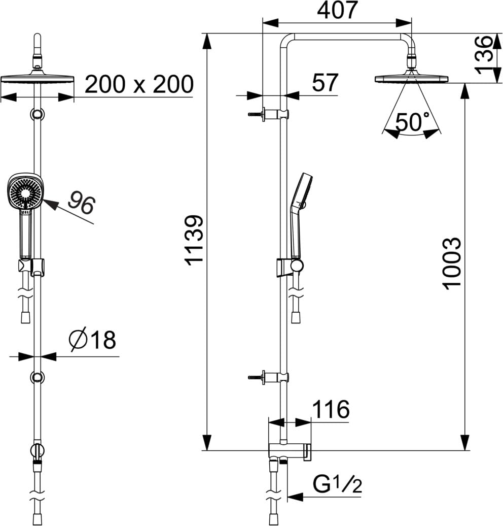 hansa-hansabasicjet-duschsystem-kopfbrause-200x200-mm-eco-mit-handbrause-95-mm-c image 3