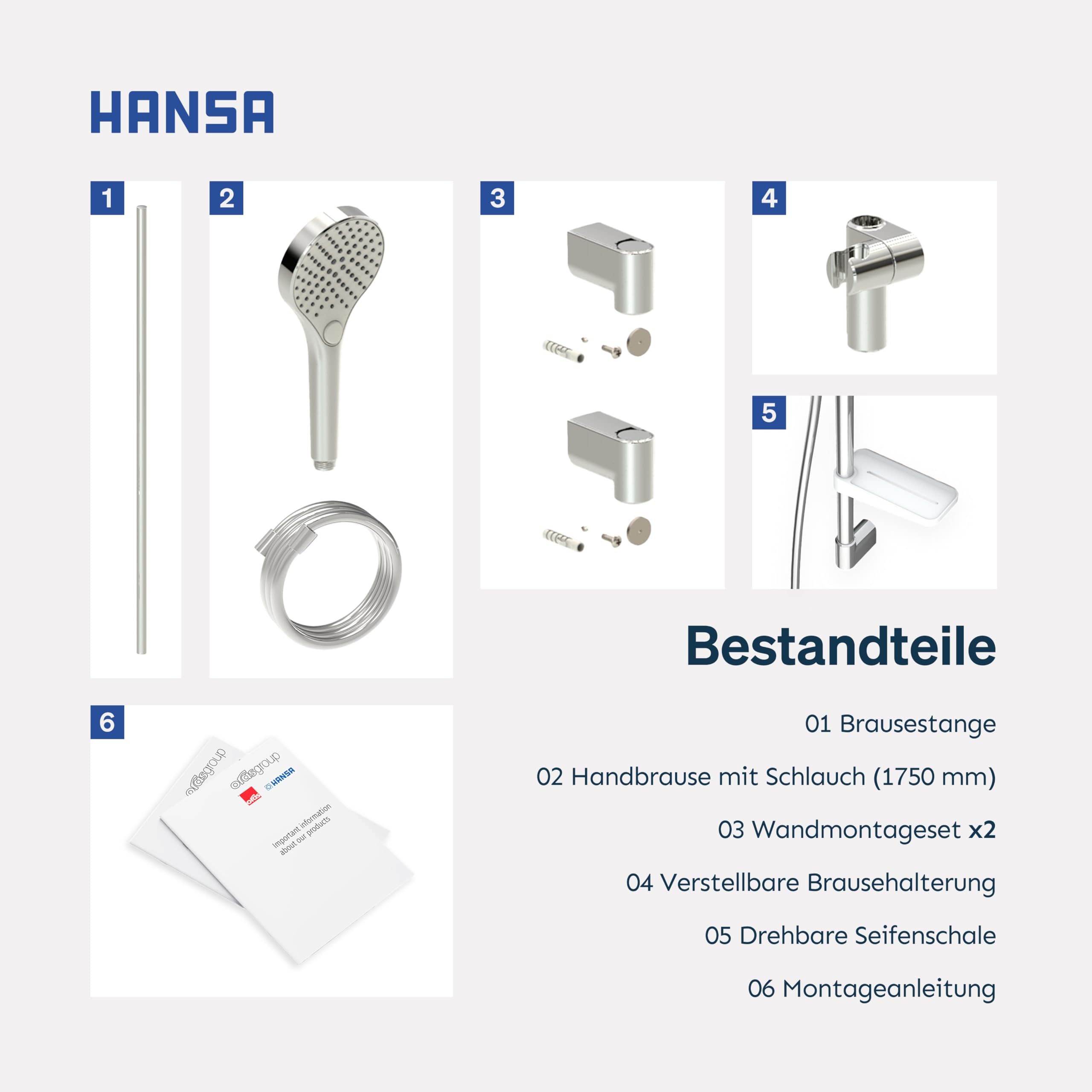 hansa-viva-duschgarnitur-mit-handbrause-110-mm-3-strahlarten-1750-mm-schlauch-ch image 8