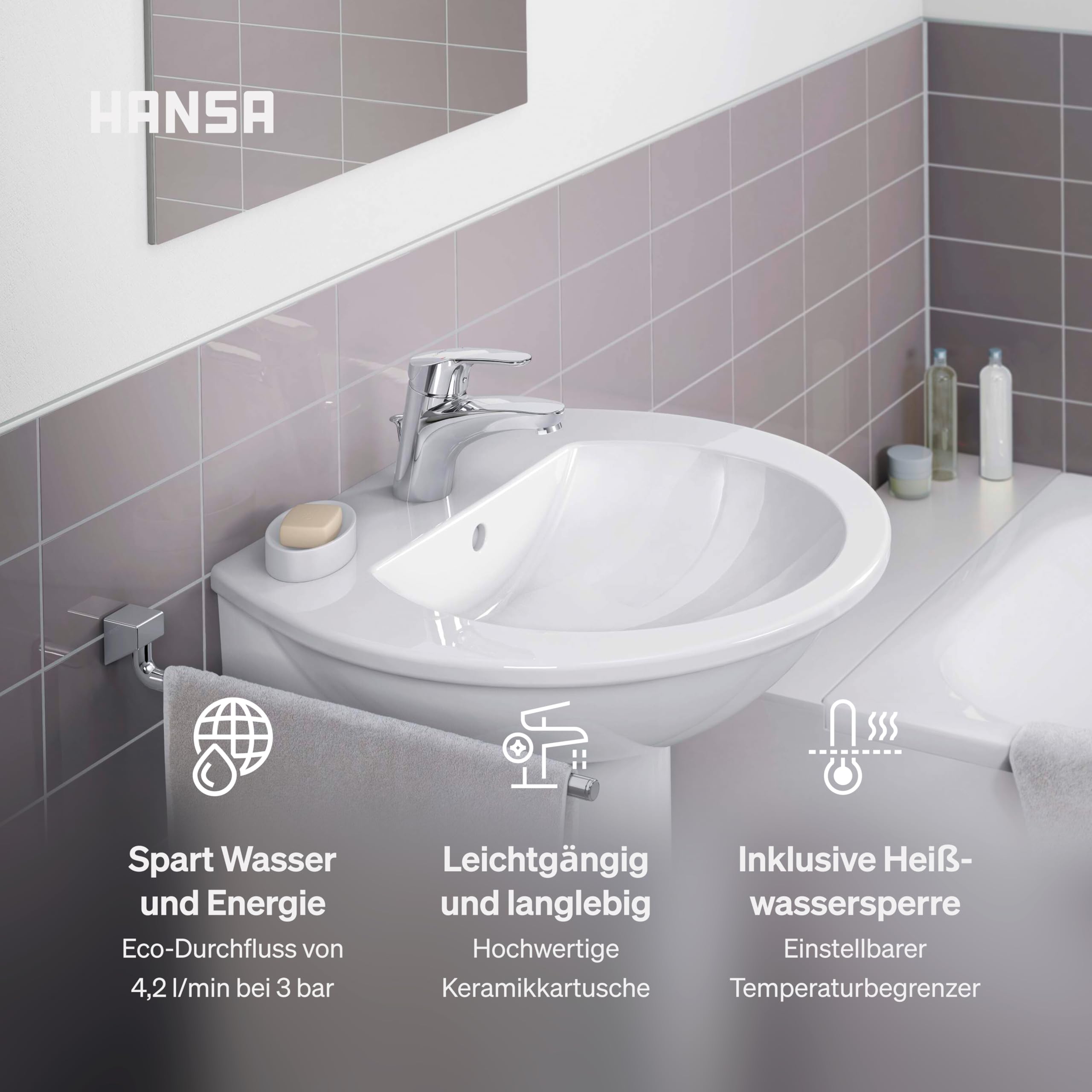 hansa-mix-waschtischarmatur-mit-wasserbremse-und-ablaufgarnitur-chrom image 3