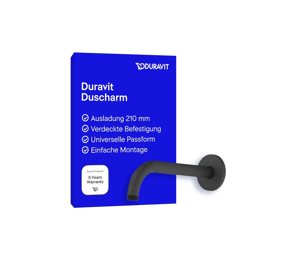 duravit-universal-duscharm-brausearm-210-mm-wandbefestigung-g-1-2-schwarz-matt image 1