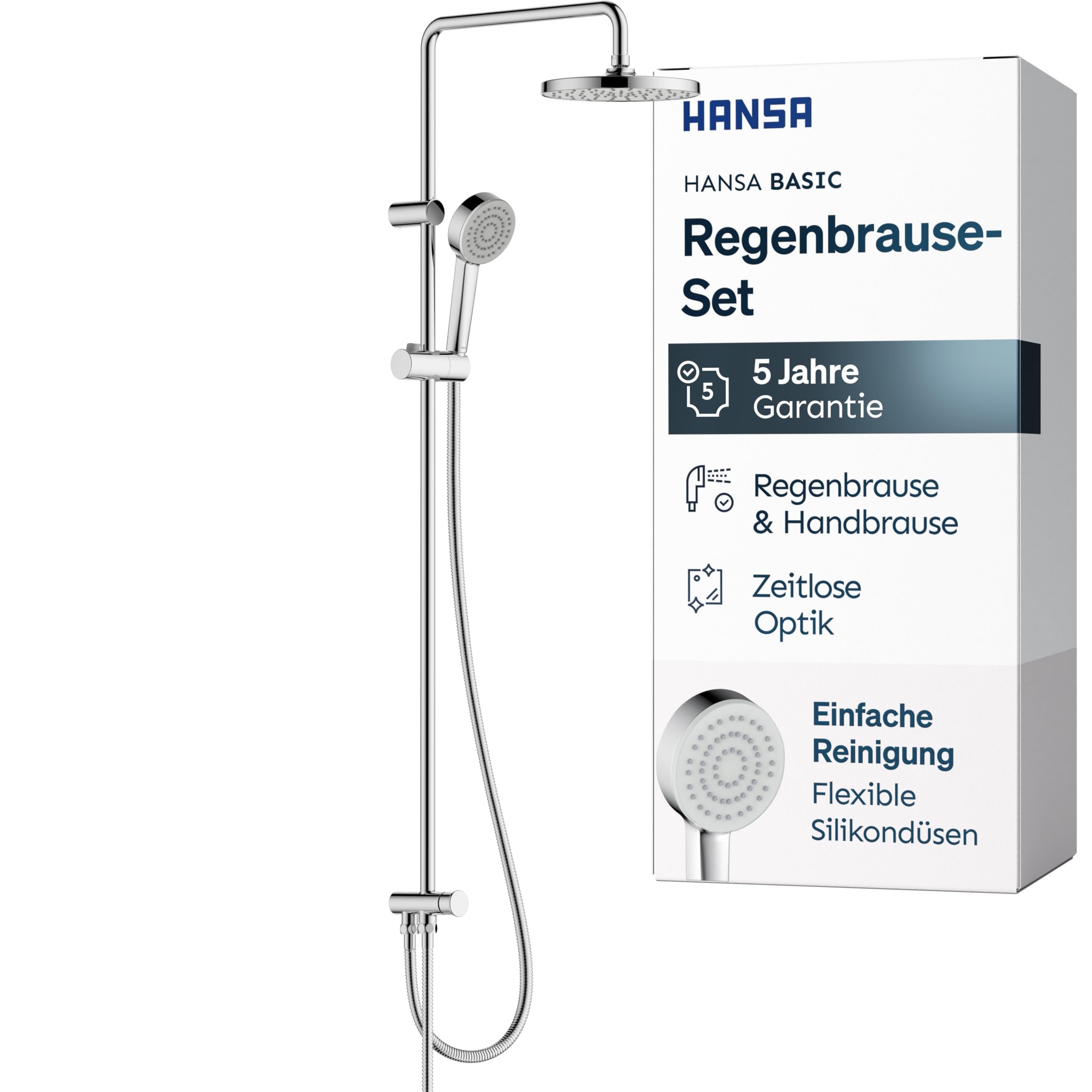 hansa-basic-duschsystem-komplettset-mit-regendusche-und-handbrause-chrom image 1