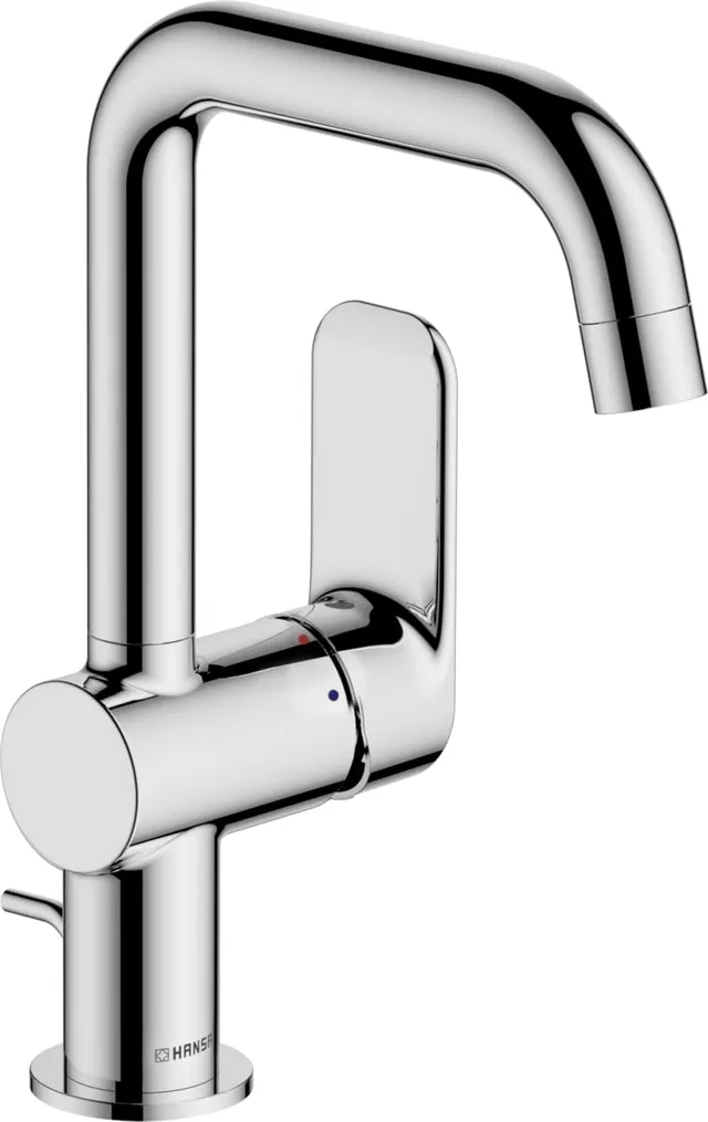 hansa-basic-waschtischarmatur-schwenkbar-mit-ablaufgarnitur-chrom-hebel-seitlich image 1