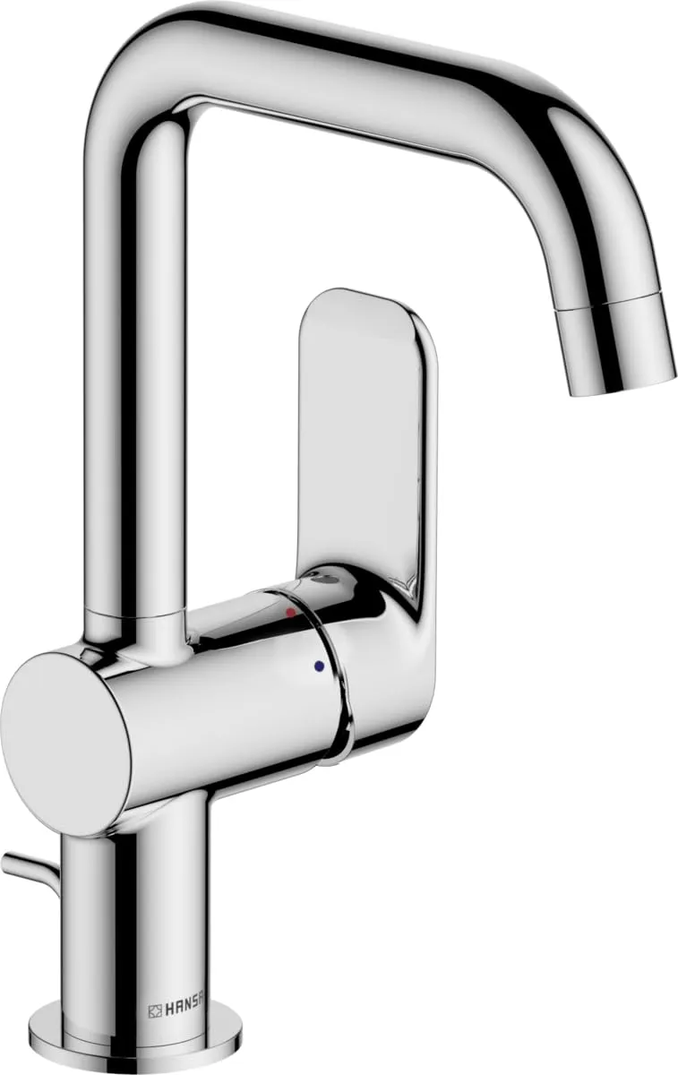 hansa-basic-waschtischarmatur-schwenkbar-mit-ablaufgarnitur-chrom-hebel-seitlich image 1