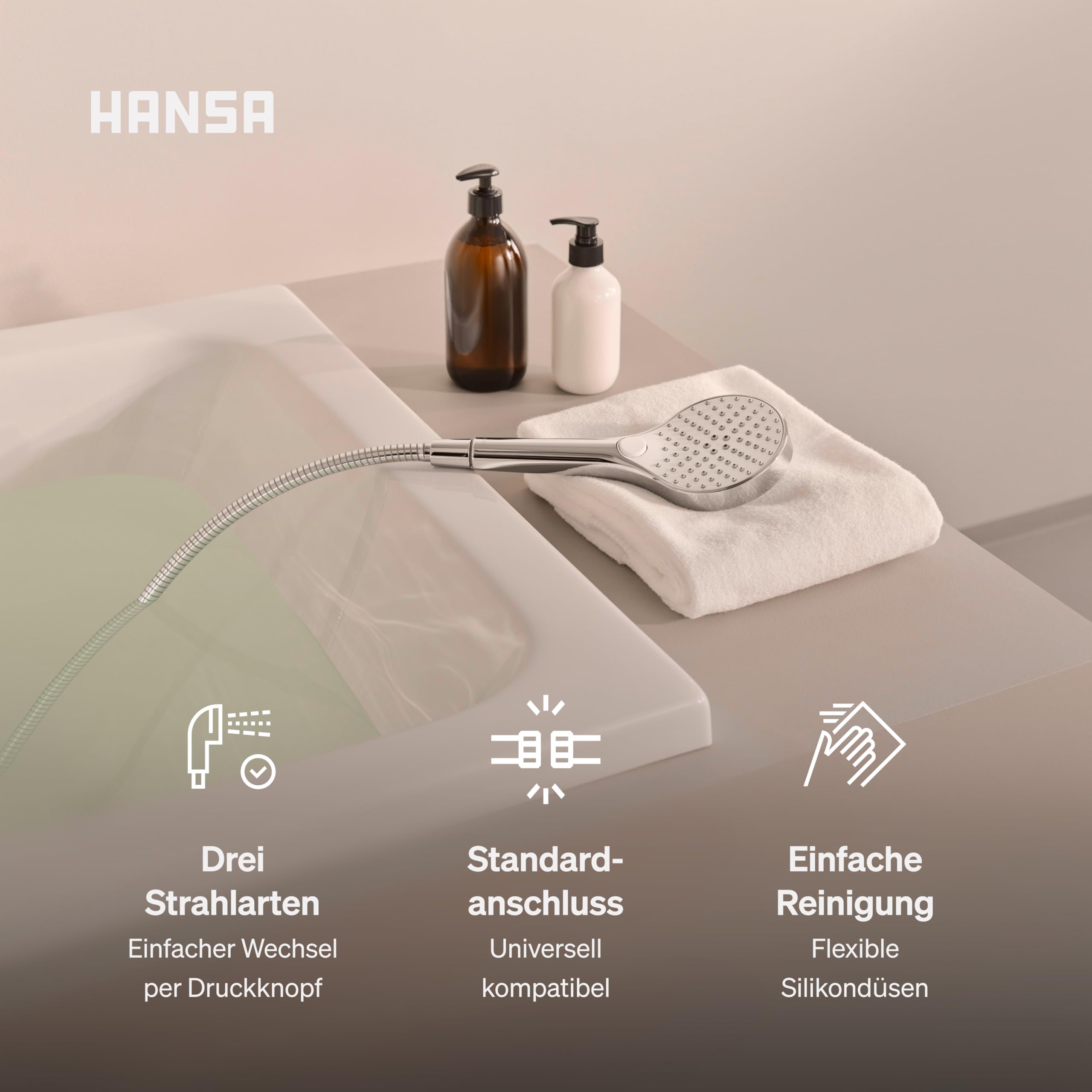 hansa-viva-handbrause-110-mm-3-strahlarten-mit-anti-kalk-chrom image 3