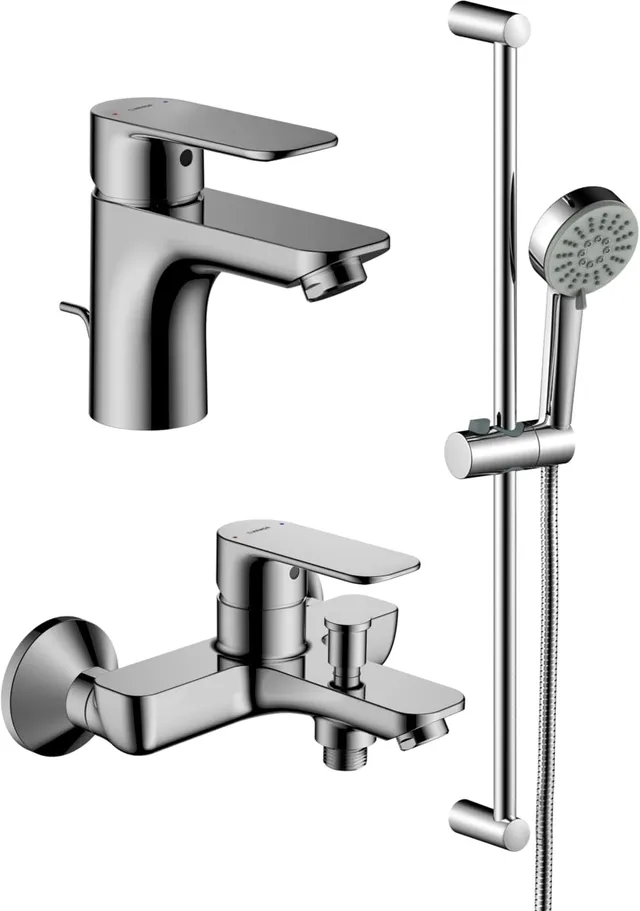 hansa-basic-badset-i-komplettl-sung-mit-waschtischarmatur-wannenarmatur-und-brau image 1