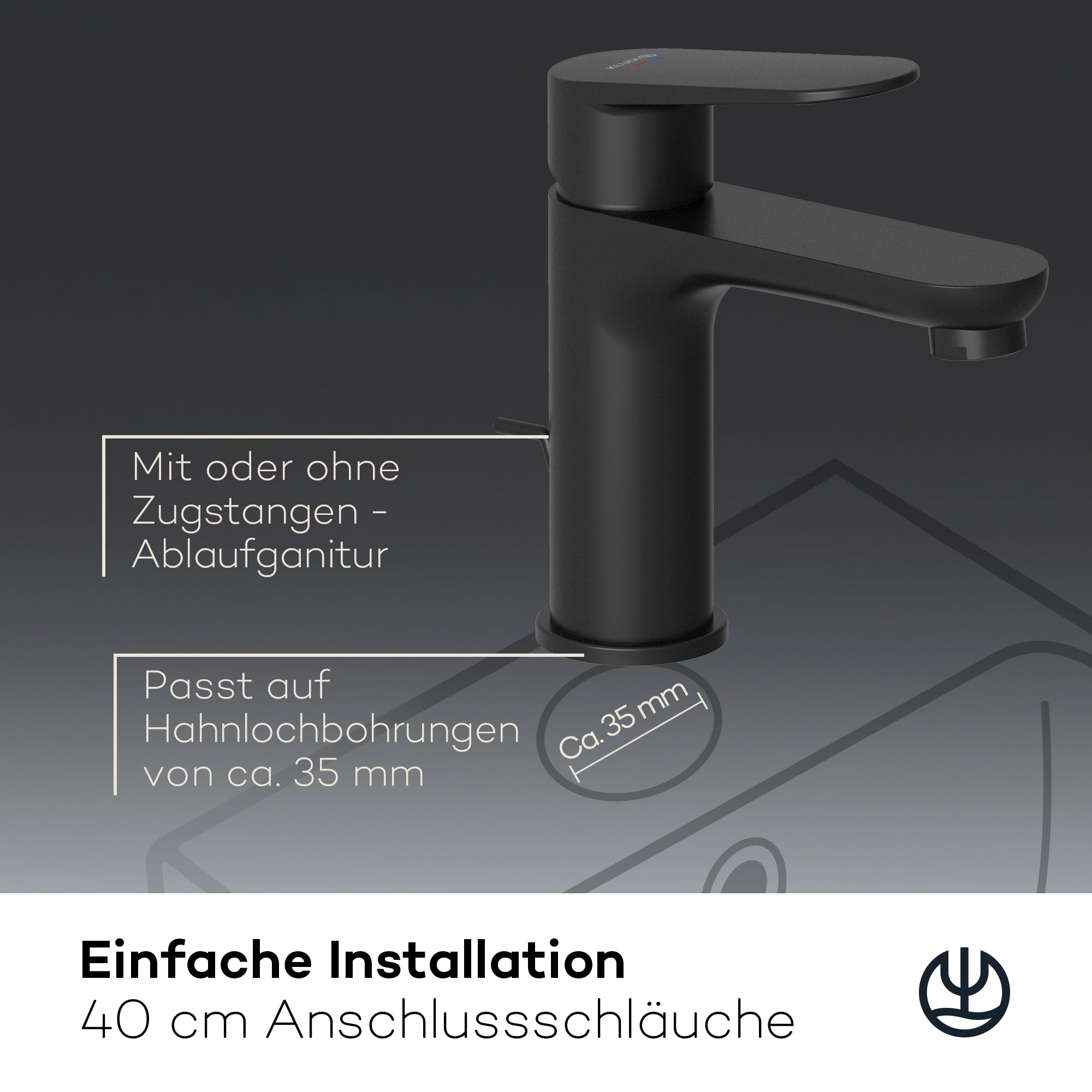 kludi-x1-waschtischarmatur-gr-e-m-schwarz-matt-95-mm-auslaufh-he-mit-ablauf image 5