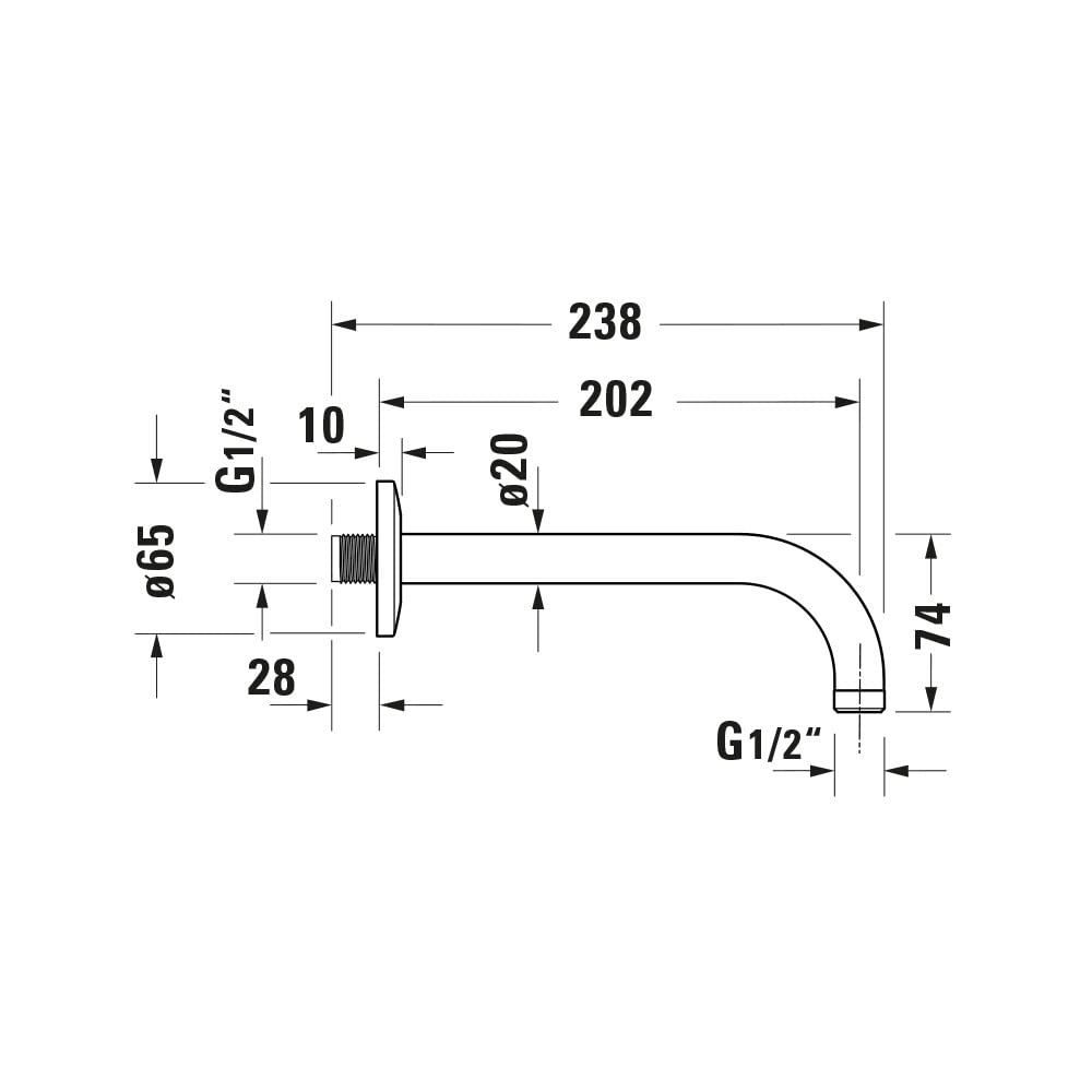 duravit-universal-duscharm-brausearm-210-mm-wandbefestigung-g-1-2-schwarz-matt image 6