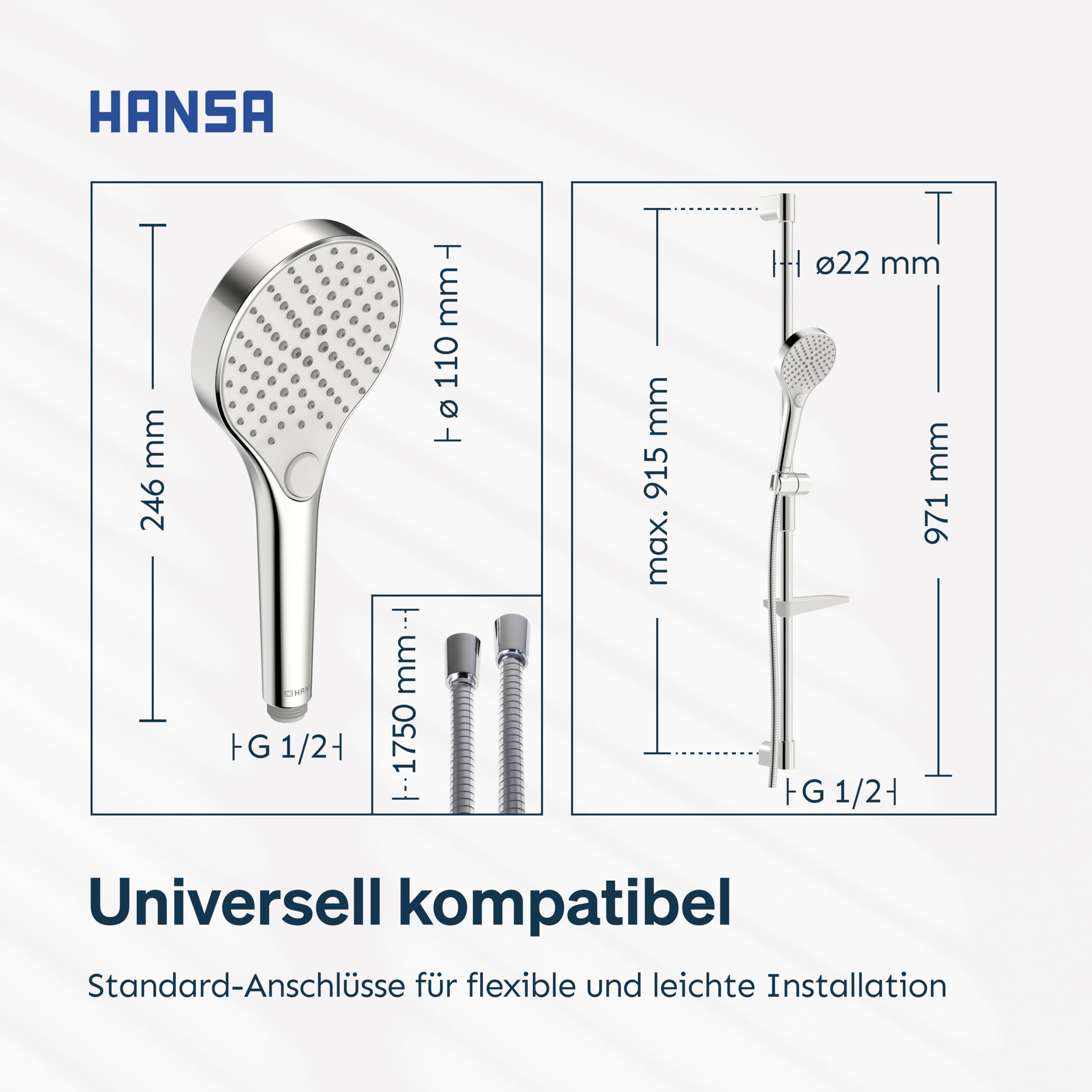 hansa-viva-duschgarnitur-mit-handbrause-110-mm-3-strahlarten-1750-mm-schlauch-ch image 7