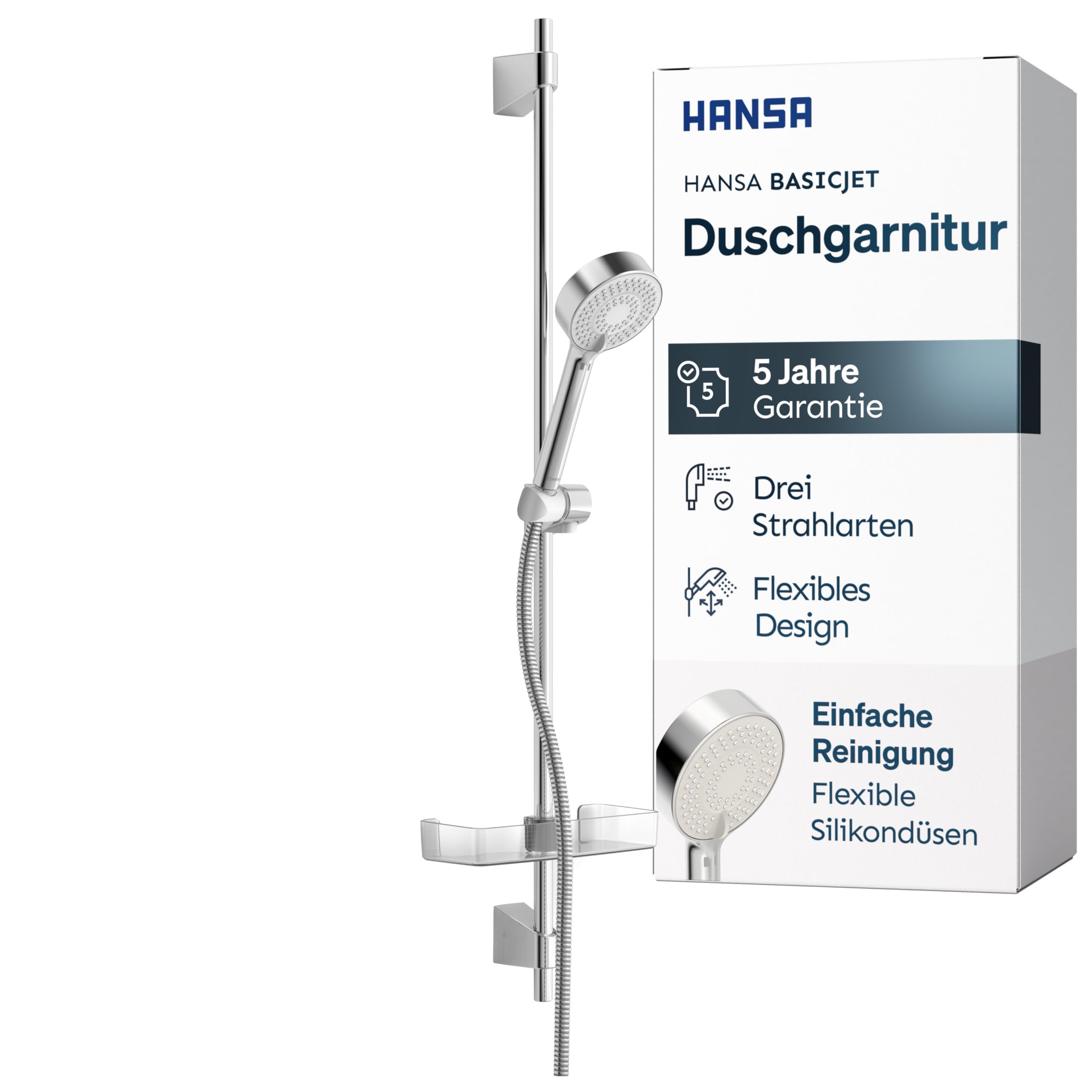 hansa-basicjet-duschgarnitur-chrom-duschset-mit-3-strahl-handbrause-1750-mm-schl image 1