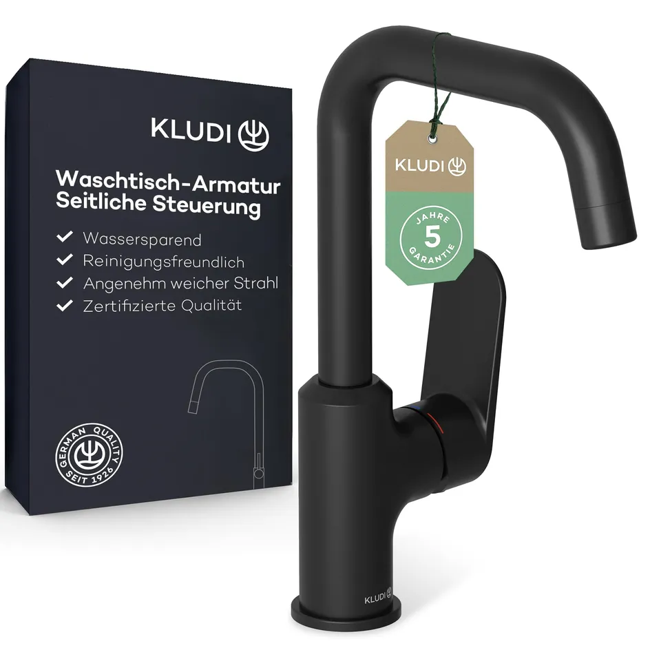 kludi-x1-waschtischarmatur-schwarz-matt-360-schwenkbar-auslaufh-he-205-mm image 1