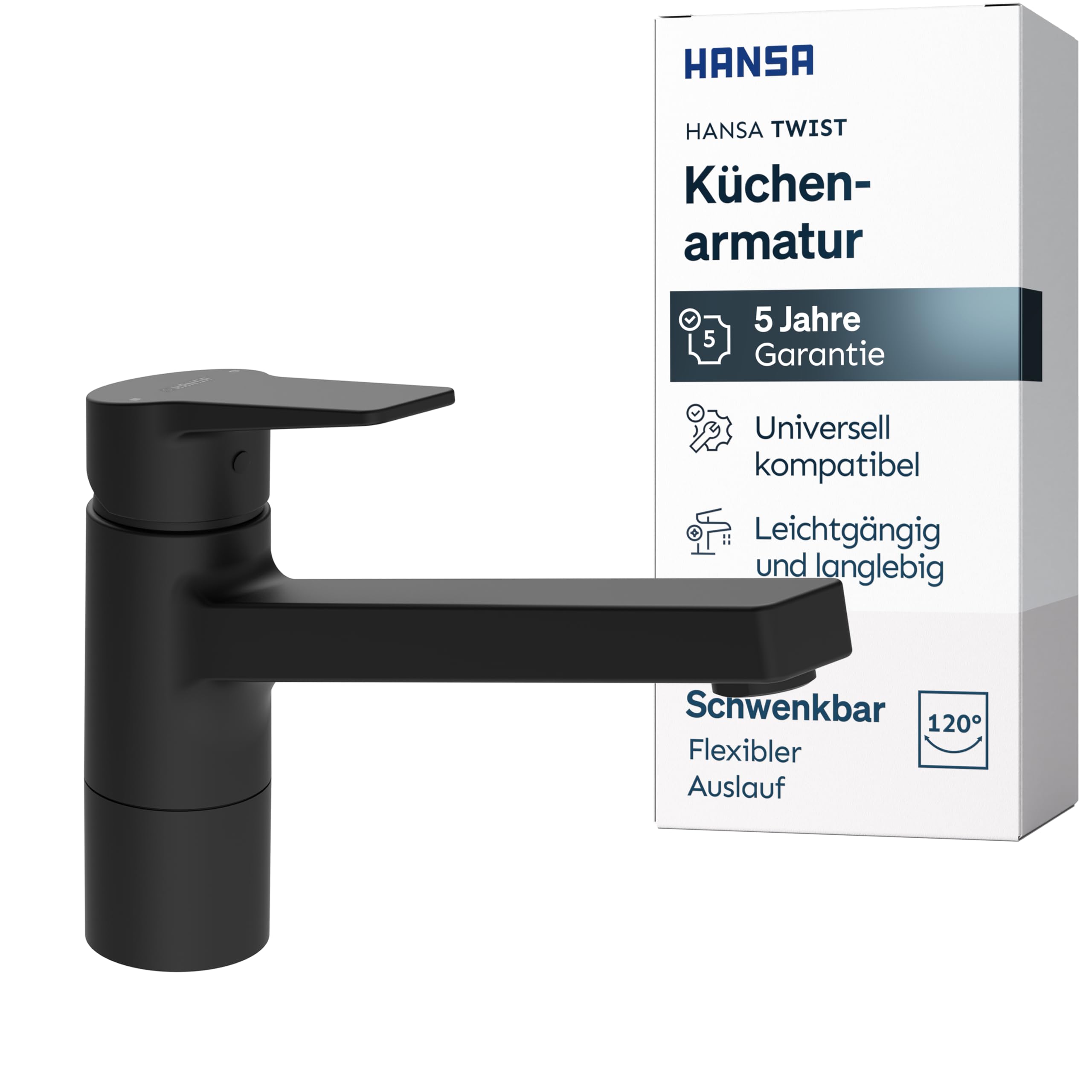 hansa-twist-k-chenarmatur-hoher-auslauf-schwenkbar-schwarz image 1