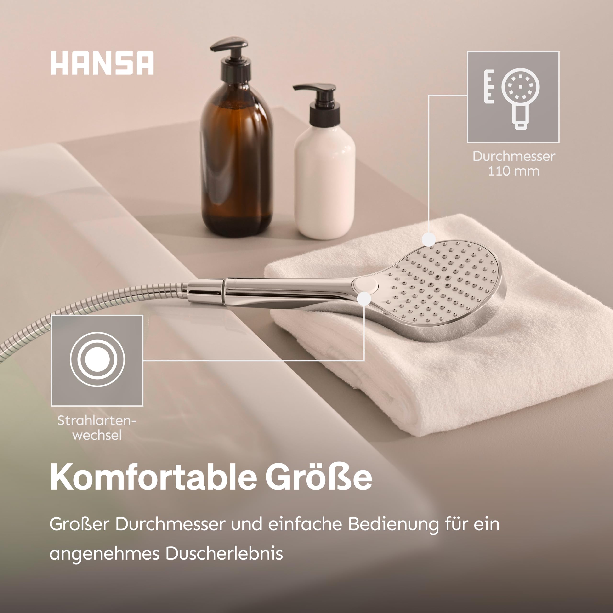 hansa-viva-handbrause-110-mm-3-strahlarten-mit-anti-kalk-chrom image 5