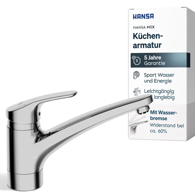 hansa-mix-k-chenarmatur-chrom-schwenkbar-hoher-auslauf-147-mm-mit-wasserspar-fun image 1