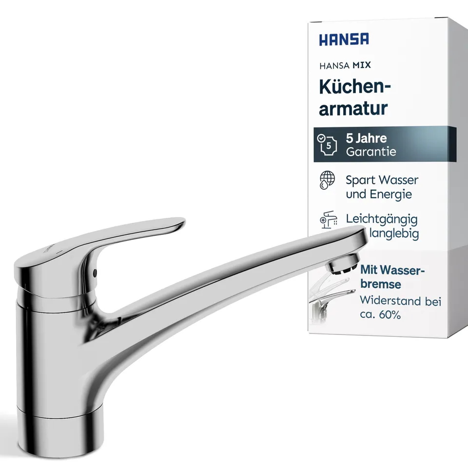 hansa-mix-k-chenarmatur-chrom-schwenkbar-hoher-auslauf-147-mm-mit-wasserspar-fun image 1