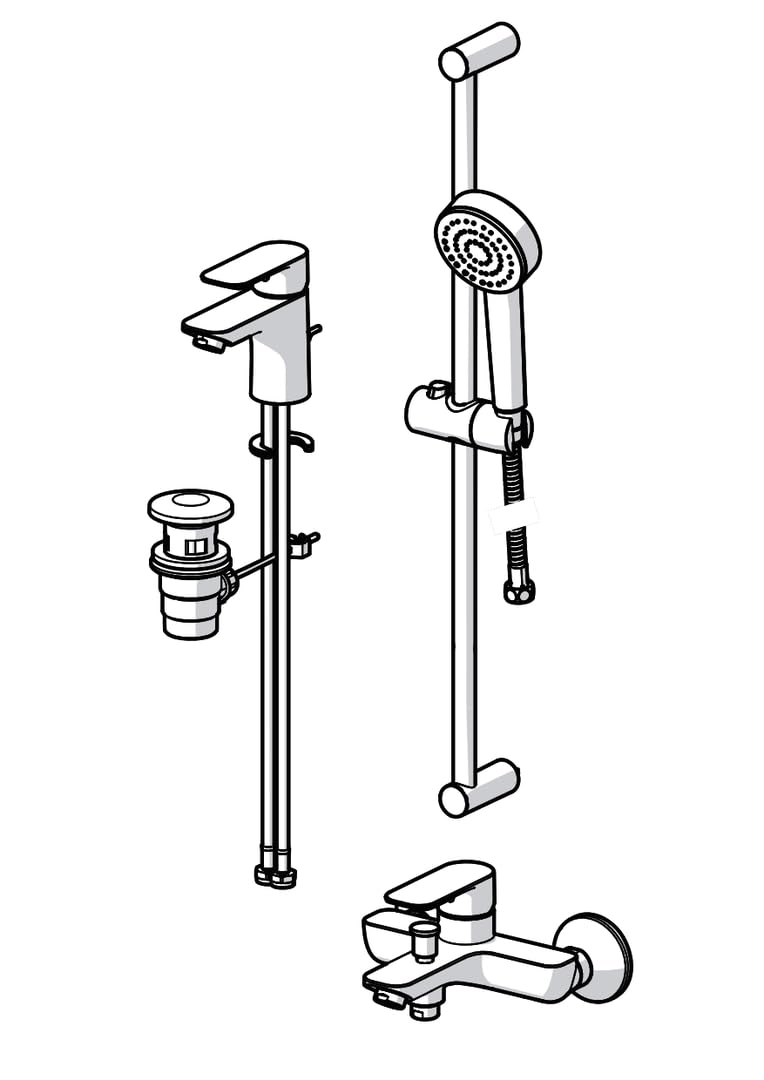 hansa-basic-badset-i-komplettl-sung-mit-waschtischarmatur-wannenarmatur-und-brau image 2